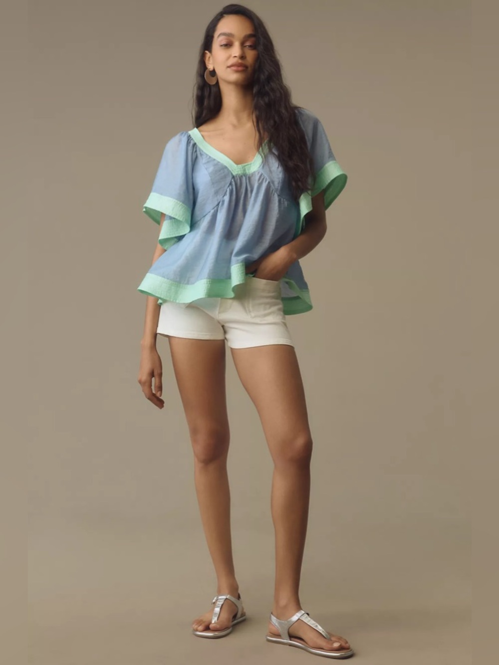 ANTHROPOLOGIE COLORBLOCK BABYDOLL TOP SZ L - Picture 3 of 6